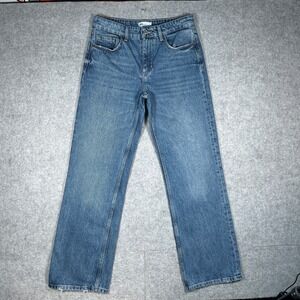 Zara Denim Jeans Women Size 6 30x32 Blue Straight Leg Baggy High Rise Casual